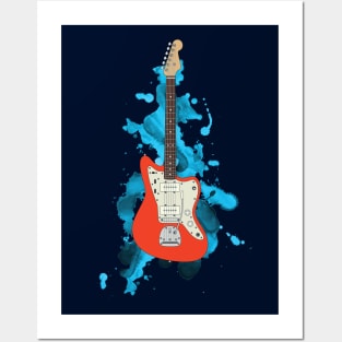 Offset Style Electric Guitar Fiesta Red Color Posters and Art